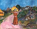 Edvard Munch (1863 - 1944) Frau im roten Kleid (Stra&szlig;e in Aasgaardstrand), um 1902/03