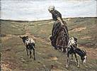 Max Liebermann (1847 - 1935) Frau mit Geißen in den Dünen, 1890